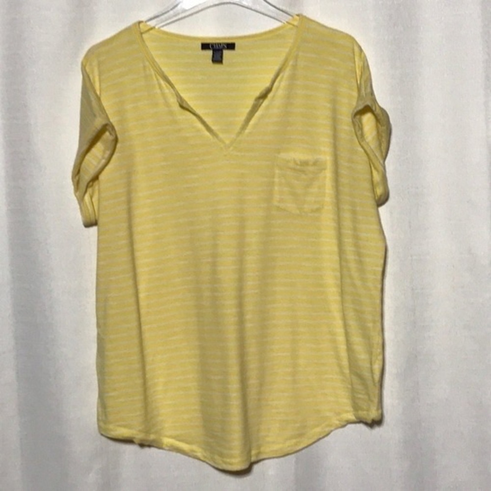 Chaps Lemon Striped V-Neck Tee